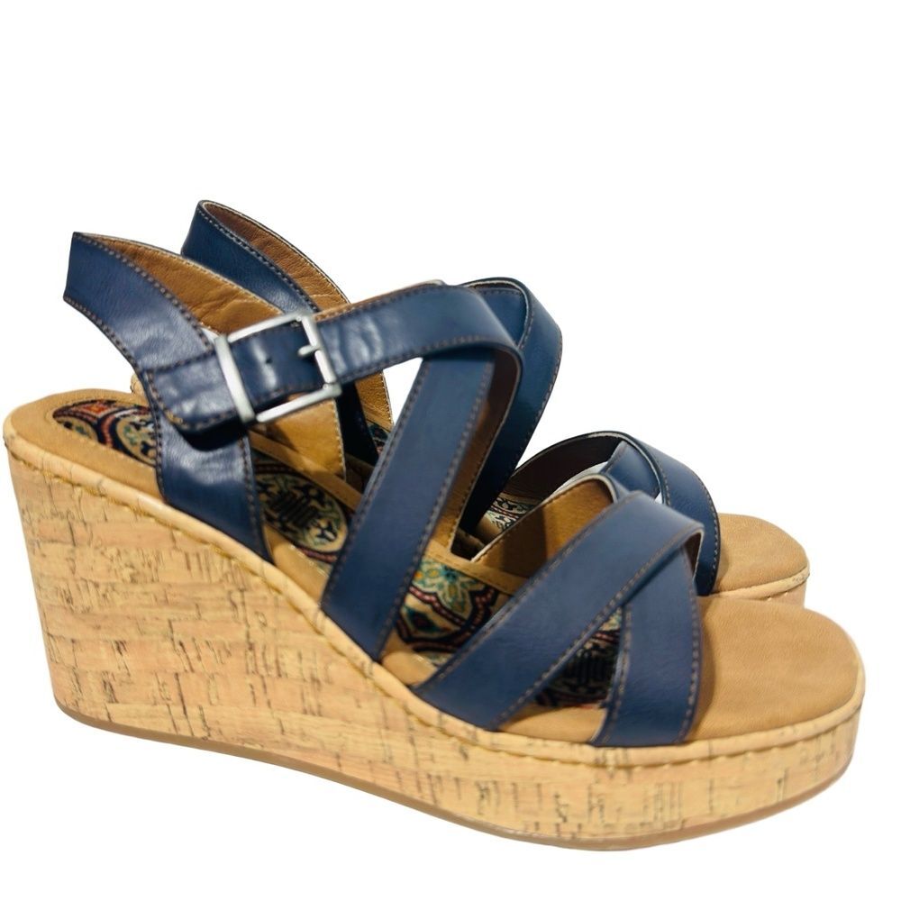 BOC Wedge Sandals 11 Platform Minimalist Vacation Casual Wedding Festival Navy